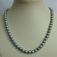 Lhns047 Cultured Grey Pearl Necklace 18'' 8mm