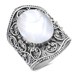 Lhr1308659 Sterling Silver Ring Bali Style Mother Of Pearl