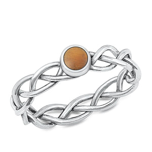 Lhr1315969 Sterling Silver Ring Link Tiger Eye Stone