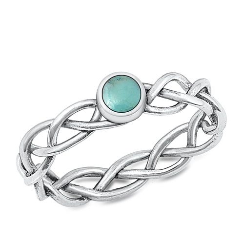 Lhr1315969 Sterling Silver Ring Link Turquoise Stone