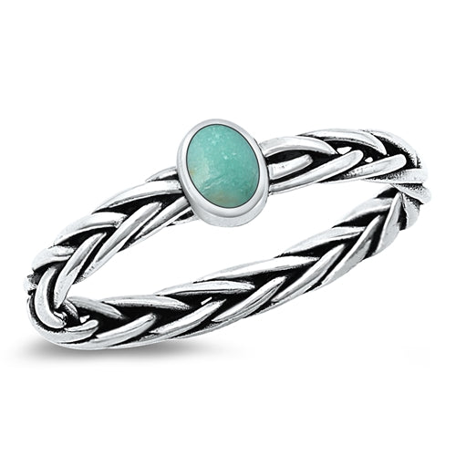 Lhr1315979tq Sterling Silver Ring Braded  Turquoise Stone