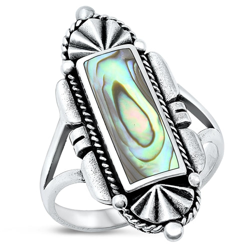 Lhr1316009Ab Sterling Silver Ring Long Abalone Shell