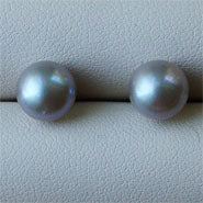 Lhes0024 Sable Grey Cultured Pearl sterling silver post 8mm showing