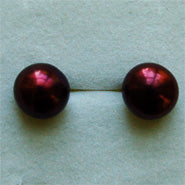 Lhes0026 Wine Cultured Pearl sterling silver post 8mm showing