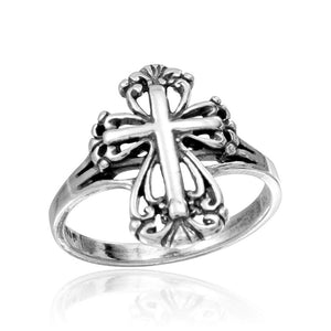 Lhrc00740 Sterling Silver Plain Cross Ring