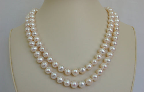 Lhnspn018 Cultured Pearl Necklace 9mm Sterling Silver Toggle 18''-20''