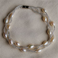 Lhbf0139 Magnetic  Bracelet Real Multi Pearl White 7mm Magnet