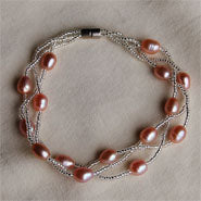 Lhbf016 Real Cultured Pink Pearl Bracelet 7mm magnet