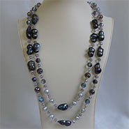 Lhnf238 Pearl Necklace Barogue Grey and white pearls