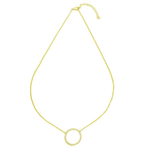 Lhn15479 Sterling Silver Gold Plated Circle Necklace