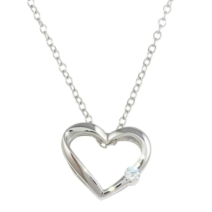 Lhp000859 Sterling Silver Necklace Heart Cz Stone