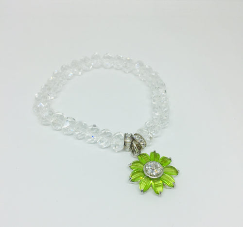Lhb00015 Crystal Clear Stretch Bracelet &  Sterling Silver Peridot Cz Flower drop