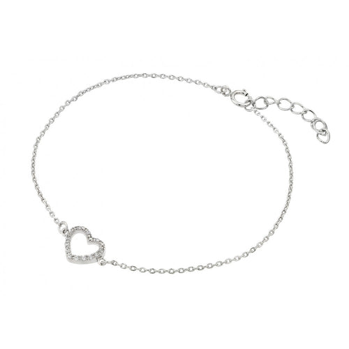 Lhb00212 Sterling Silver Bracelet Open Heart Cz  Stones