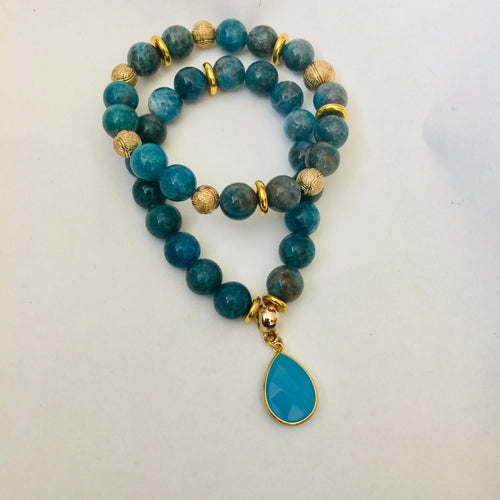 Lhb0102 Real Stone Apatite Blue Beads Sold Separately  or as a Set Drop or no Drop 36.00 each