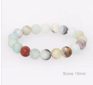 LHB207MI Real Stone Semi Precious stretch Bracelet Amazonite 10mm