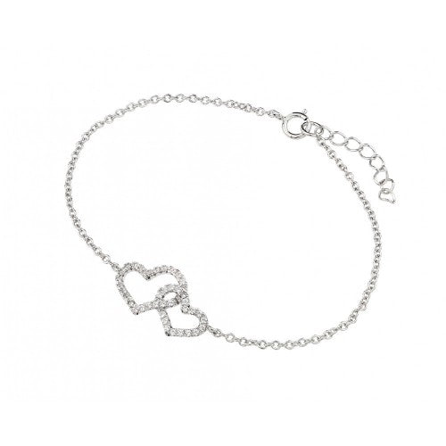 LHB00231 Double Heart Sterling Silver Bracelet