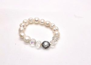 Lhb4879 Real Fresh Water Pearl Bracelet Center Pearl & Crystals