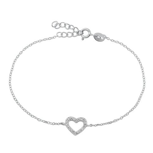 Lhb5105129 Sterling Silver Bracelet Heart Cz Stones