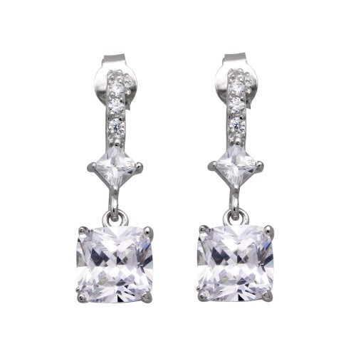 LHE00448 Square Dangle Cz earring