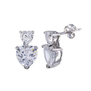 LHE0648 Sterling Silver Double Heart cz earrings