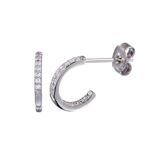 LHE1232 Sterling Silver Semi Hoop  Cz stones
