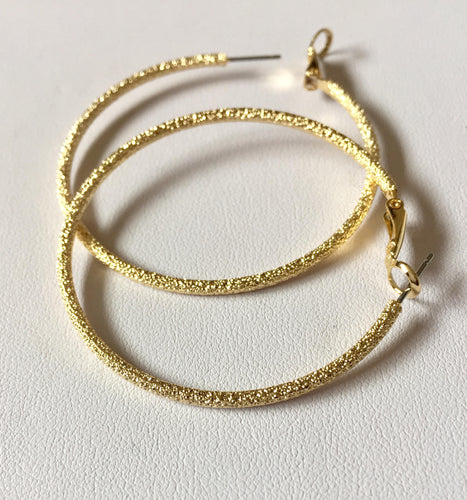 LHE21015lg  Fashion Gold large  Hoop lazer sparkle bright  hoop ASSORTED SIZES