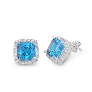 Lhe4109779Bt Sterling Silver Earring Square Cz Blue Topaz
