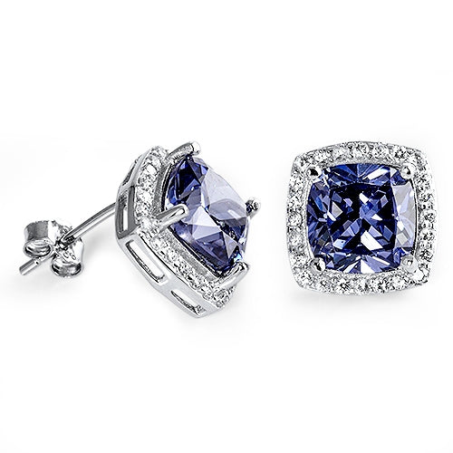 Lhe4109779Tanzanite Sterling Silver Earring Square Cz