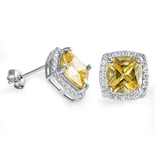 Lhe4109779Topaz   Sterling Silver Earring Square Cz