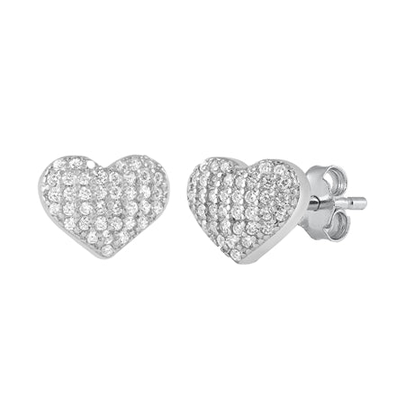 Lhe411314 Sterling Silver Earring Heart Pave