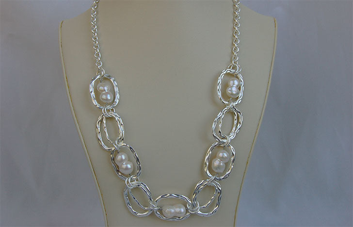 Lhf100 Pearl Necklace Baroque White Pearls