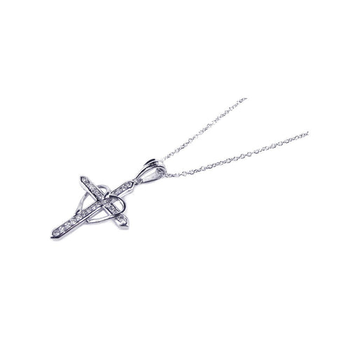 Lhp00704 Sterling Silver Cross Heart Necklace