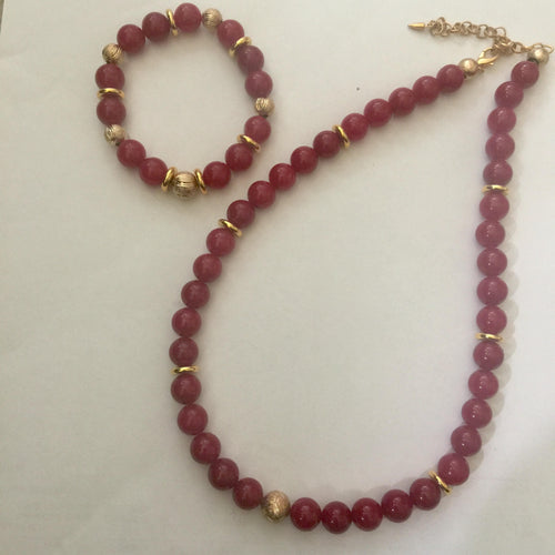 Lhn0081 Real Stone Necklace & Bracelet Red Jade Round 10mm 65.00Necklace 36.00 Bracelet Sold separately too