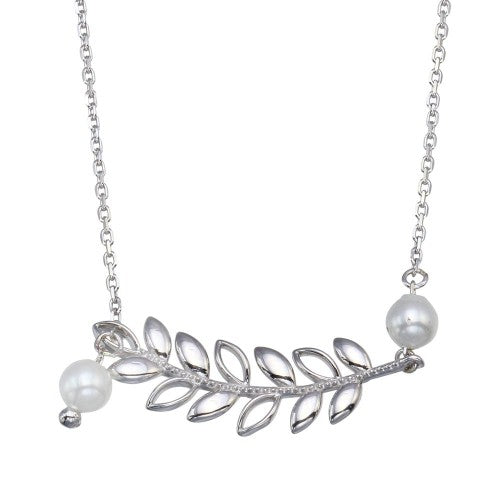 LHN0086 Sterling silver Branch necklace with pearls