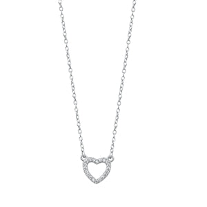 Lhn711086 Sterling Silver Necklace Heart Cz Delicate  see matching bracelet