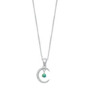 Lhn7111459 Sterling Silver Necklace Moon and Turquoise Drop