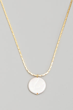 Lhn75959 Fashion Necklace Gold Chain Round Coin Pearl