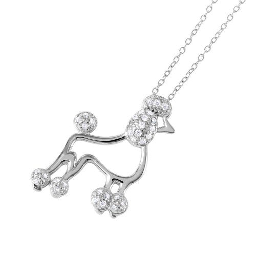 LHP01036 Sterling Silver Dog Poodle Necklace