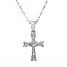LHP01617 Sterling silver small heart cross
