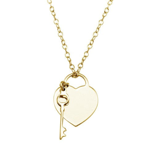 LHP0105 Sterling Silver Heart & Key Necklace