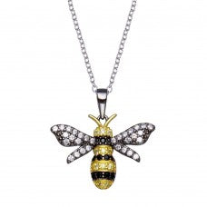 Lhp01359 Sterling Silver Necklace Bee Cz Stones