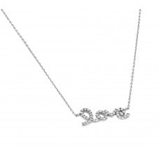 LHP1383 Sterling silver Love Necklace with cubic zirconia