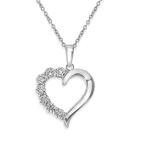 LHP01584 Sterling Silver Open Heart & Cubic Zirconia