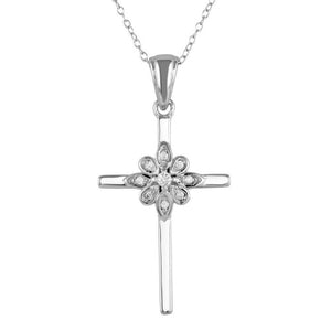 LHP01621 STERLING SILVER FLOWER CROSS