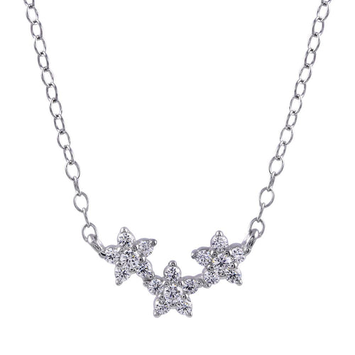 LHP1755 STERLING SILVER FLOWER NECKLACE DELICATE GREAT FOR CHILDREN AND ADULTS