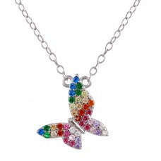 LHP01759 Sterling silver  Butterfly multi color