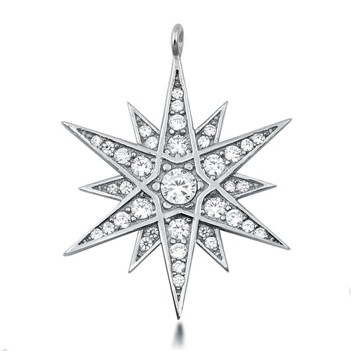 Lhp3185099 Sterling Silver Pendant Star Clear Cz  18'' chain