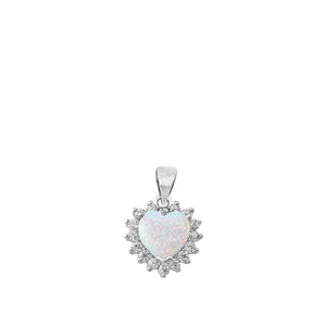 Lhp3508409 Sterling Silver Heart Necklace White Lab Opal 18'' chain