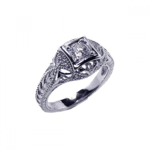 LHR00014 Sterling silver vintage antique ring  with cubic zirconia stone