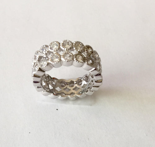 Lhr002 Sterling Silver Double band round cz stones